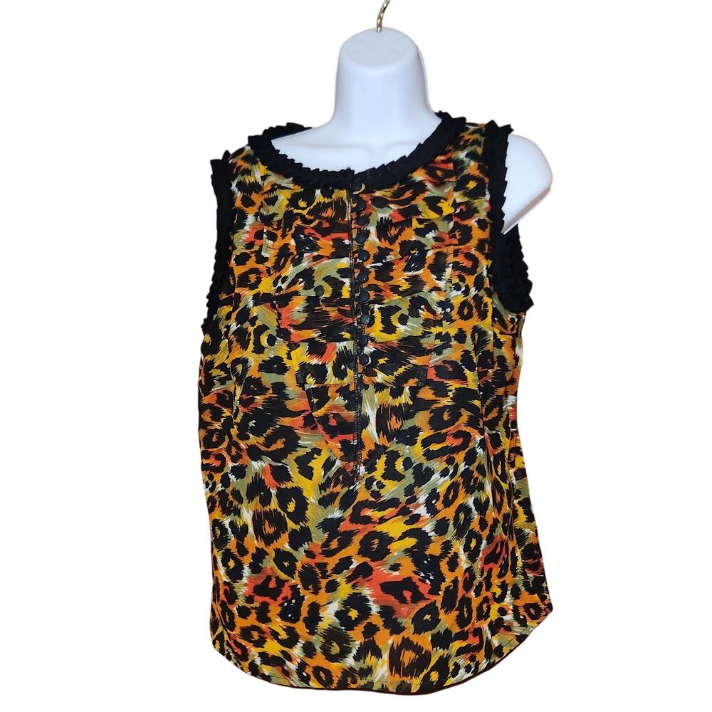 EUC Vintage Y2K DIMRI Artistic Cheetah Print‎ Sz L Sleeveless Blouse